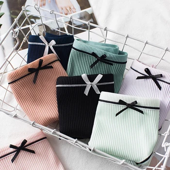 

Women cotton Panties Sexy Low Waist Lingerie Threaded Breathable Panties String Underwear M-XL Brief Solid color Intimates pants