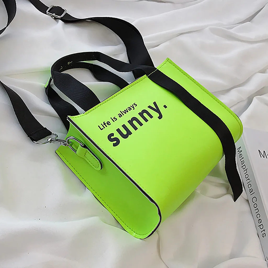 Женская модная флуоресцентная цветная сумка, сумка, Повседневная сумка, сумка на плечо, неоновая зеленая сумка, женская сумка#50