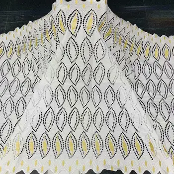

Fashion white African bazin riche fabric with brode Latest embroidery bazin lace fabric with net lace 5 yards F3777