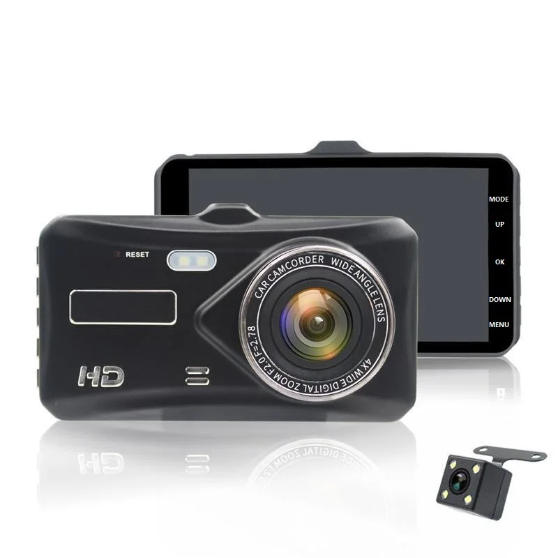Dash Cam Dual Lens mini Car DVR Full HD 1080P 4" Touch Screen IPS With Backup Rear Camera Registrator Night Vision Video Recorde