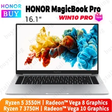 HONOR MagicBook Pro 16,1 дюймов ноутбук компьютер ADM Ryzen R5-3500H/R7-3750H 8 ГБ/16 ГБ DDR4 512 Гб PCIe SSD Full HD экран(China)