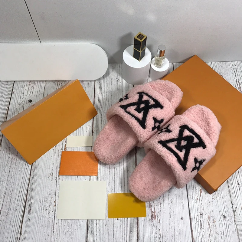 Luxury brand designer 2021 autumn and winter new cotton shoes high quality customized famous brand women's wool shoes indoor