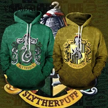 Hot sale  Mens Sporting Hoodies Wizardry 3D Hoody Sweatshirt Hogwarts Slytherin Hufflepuff Bundle's Streetwear Cosplay Costume