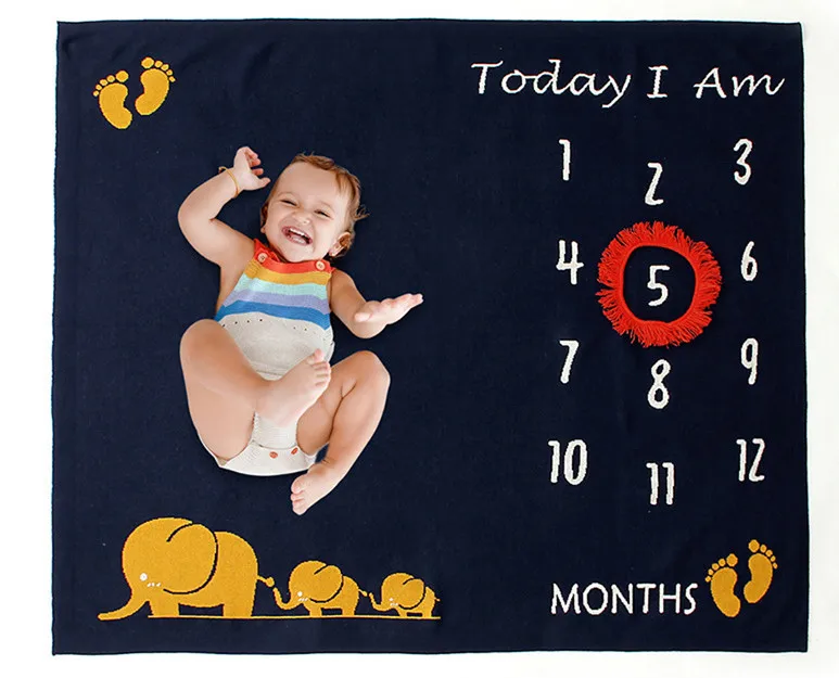 Детское месячное одеяло my first year Baby memories milestone cards одеяла реквизит для фотосессии Новорожденные Товары для малышей для месяцев ребенка - Цвет: Королевский синий