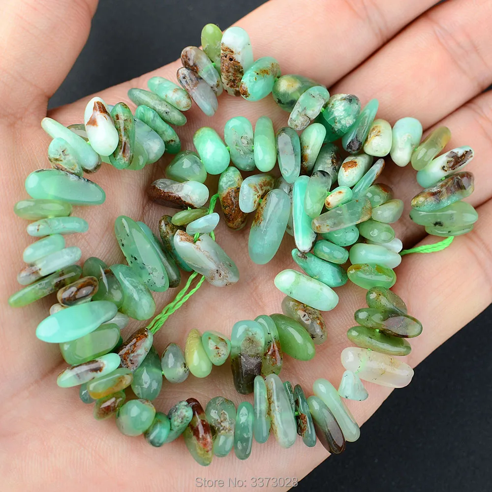 Women's  9-12mm Natural chrysoprase Freeform Slice strand 15.5