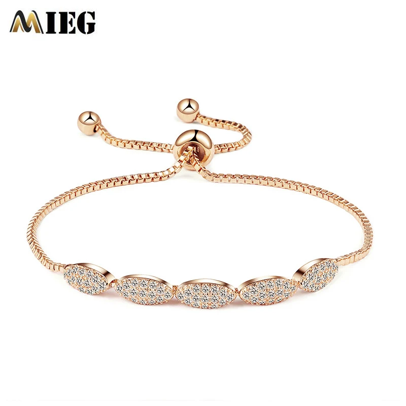 MIEG Adjusable Bead Designer Micro Cubic Zirconia Teardrop Bracelets&ampBangle For Women Chain Link CZ Bracelets  Украшения | Браслеты с шармами -4000617505989