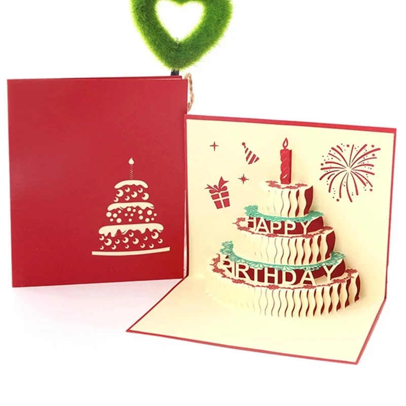 3D Birthday Card Festival Greeting Card cake gift card Christmas Santa ClausTanksgiving Ratro postcard - Цвет: b