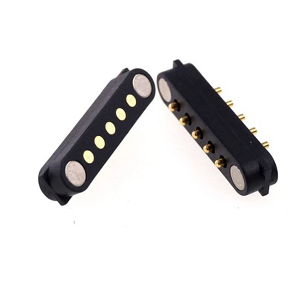 

1-5 Pair 2A Magnetic Pogo Pin Connector 5 Positions Pitch 2.54 MM Spring Loaded Header Contact Strip Power Charge Data Transfer