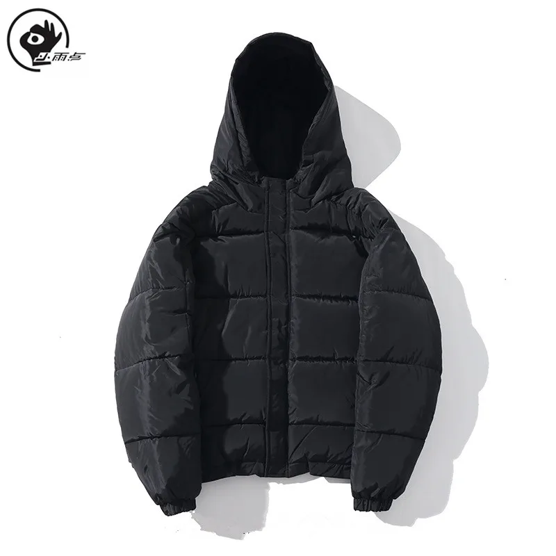 Мужская однотонная куртка с капюшоном модная повседневная теплая парка для зимы