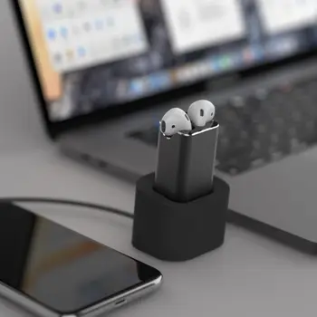 

Black Aluminum Headphones Desk USB Charger Charging Adapter Dock Station Holder Stand for Airpods 1/2 DXAC