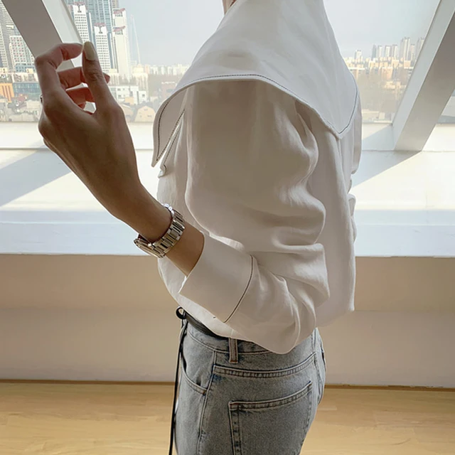 New Korean Style Long Sleeve Single Breasted Women Shirts Office Lady White Black Blouse Female Elegant Ladies Clothing 12140 5