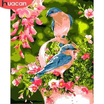 

HUACAN Oil Painting By Number Animal HandPainted Art Pictures By Number Flower Bird For Adults Kits DIY Gift For Living Room