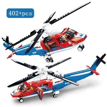 

City Rescue Helicopter Compatible Technic Plane Aircraft Model Building Blocks Bricks Toys For Boys Children Gift