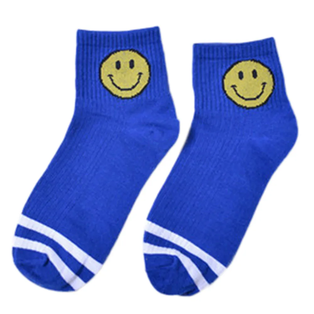 Smiley short tube striped socks comfortable breathable casual slippers socks quality autumn winter men women daily