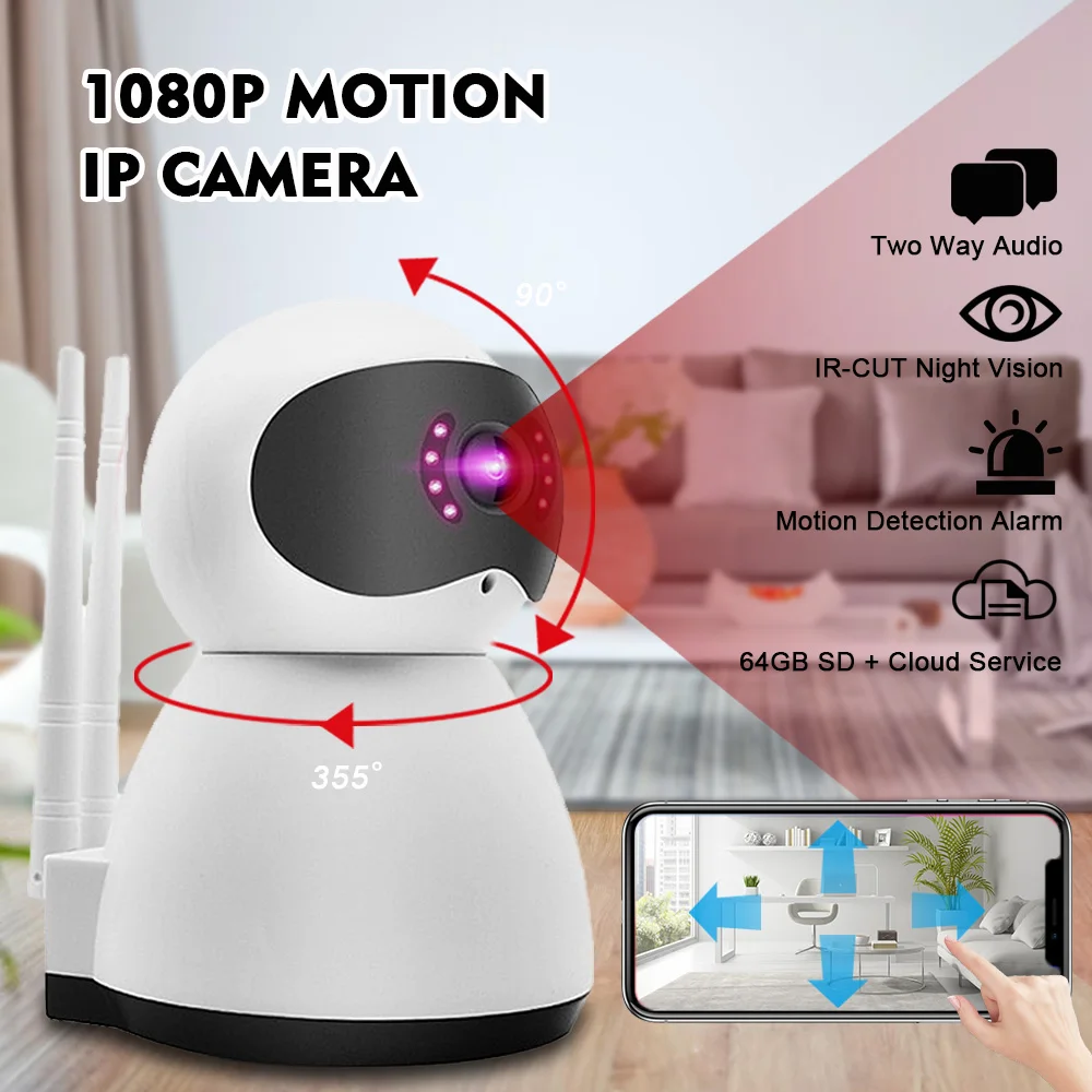 

HD 1080P Two Way Audio Wireless Surveillance Camera Home Security IP Camera Mini Night Vision Network WiFi Camera Baby Monitor