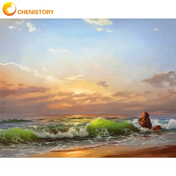 

CHENISTORY Frame DIY Painting By Numbers Ocean Modern Wall Art Picture By Number Acrylic Paint On Canvas Painting For Home Decor