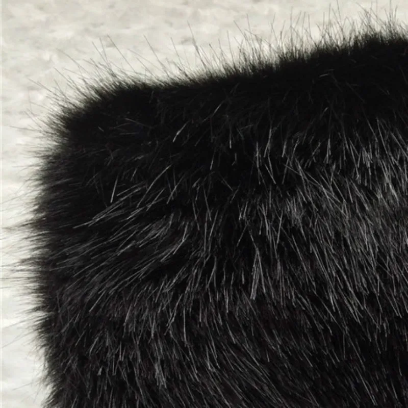 5cm Pure Black Mink Fur Plush Fabric High Quality Imitation Fur Fabric