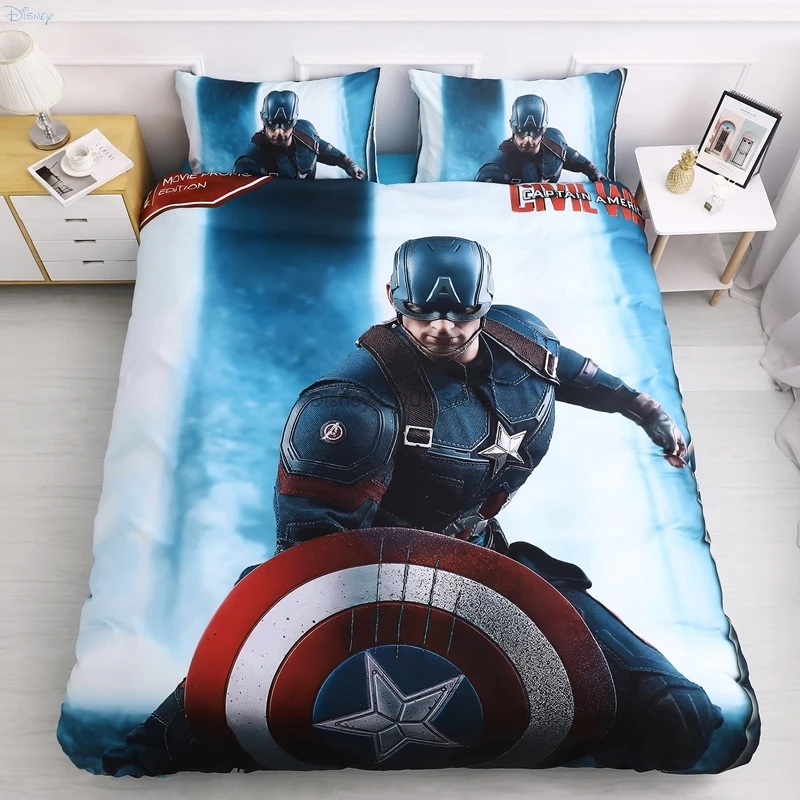 Детский пододеяльник Marvel Captain America простыня наволочка односпальный двойной