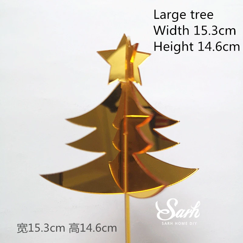 2pc large gold Merry Christmas Elk Золотые елки акриловый Топпер для торта рога Снежинка на день рождения, год Детские принадлежности для выпечки Подарки для любви - Цвет: 2pc large gold