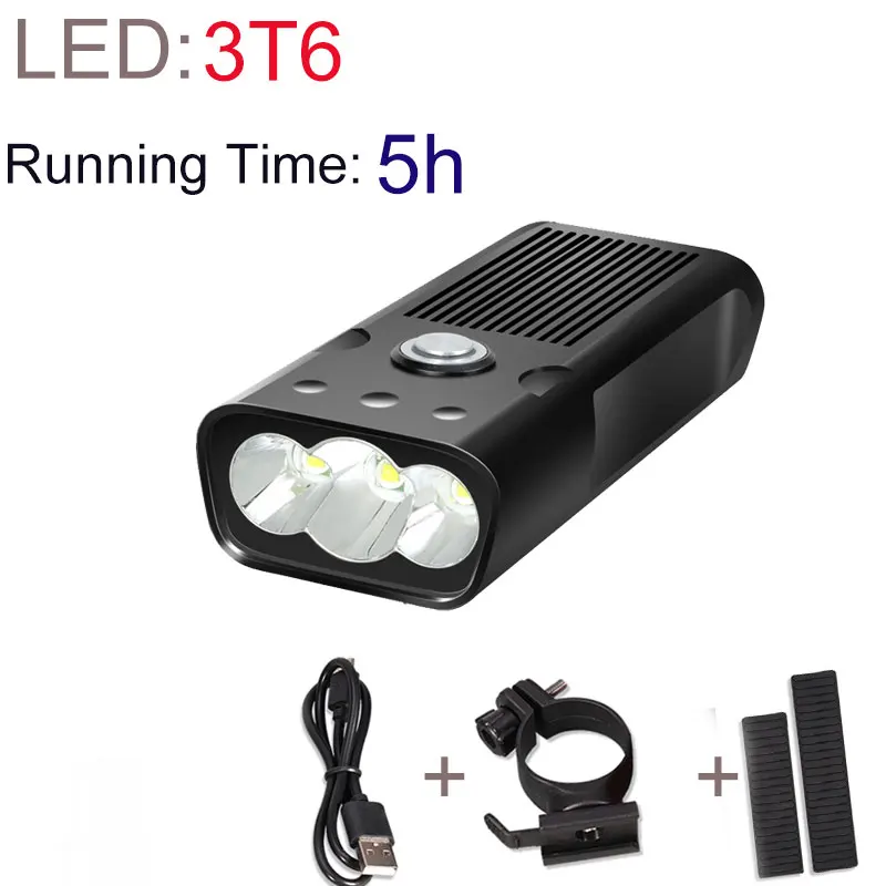3T6-5No Tailight 2000Lums велосипедный фонарь L2/T6 USB Перезаряжаемый 5200mAh велосипедный фонарь Водонепроницаемая светодиодная фара power Bank с задним фонарем аксессуары - Цвет: 3T6-5No Tailight
