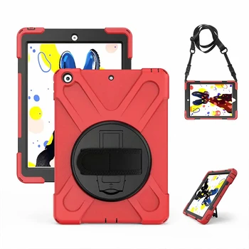 

Heavy Duty Shockproof Case For iPad 10.2 2019 Tablet Kickstand Silicon Cover for ipad 7 7th 10.2" A2197 A2198 Case Neck Strap