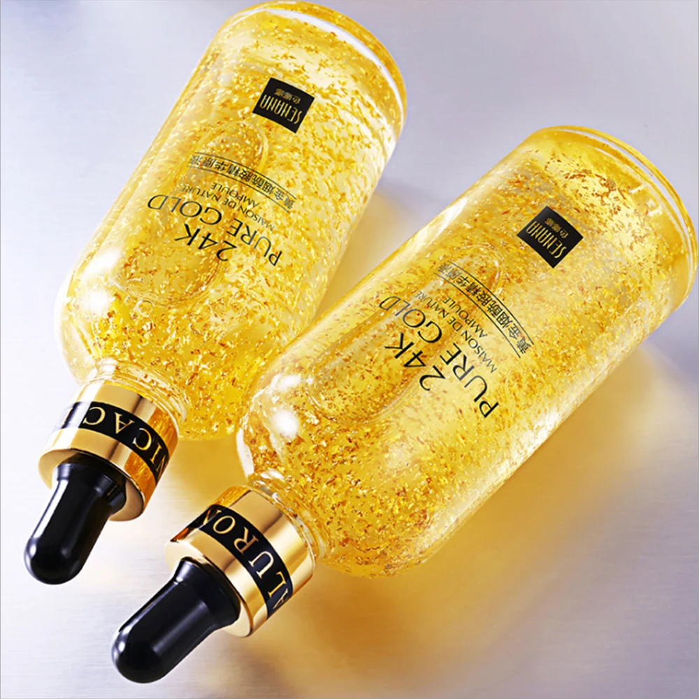 24K Gold Hyaluronic Acid Face Serum Replenishment Moisturize Shrink Pore Brighten Nicotinamide Skin Care Lift Firming 4