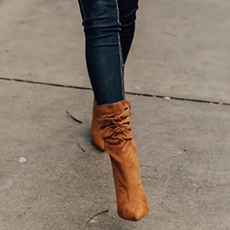 LOOZYKIT/женские сапоги до колена пикантная женская обувь на высоком каблуке со шнуровкой зимние сапоги на шнуровке теплые модные ботинки; Размеры 35-43; коллекция года