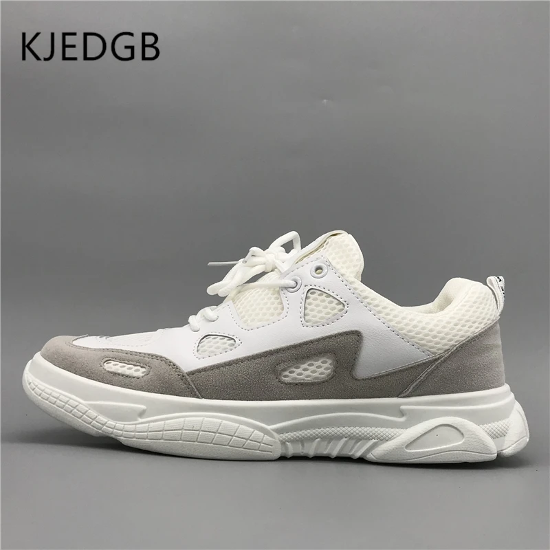 

KJEDGB 2019 Mens Sneakers Lace-Up Mesh Comfortable Men's Shoes Flat Breathable Mens Outdoor Casual Shoes Standard Size 39-44