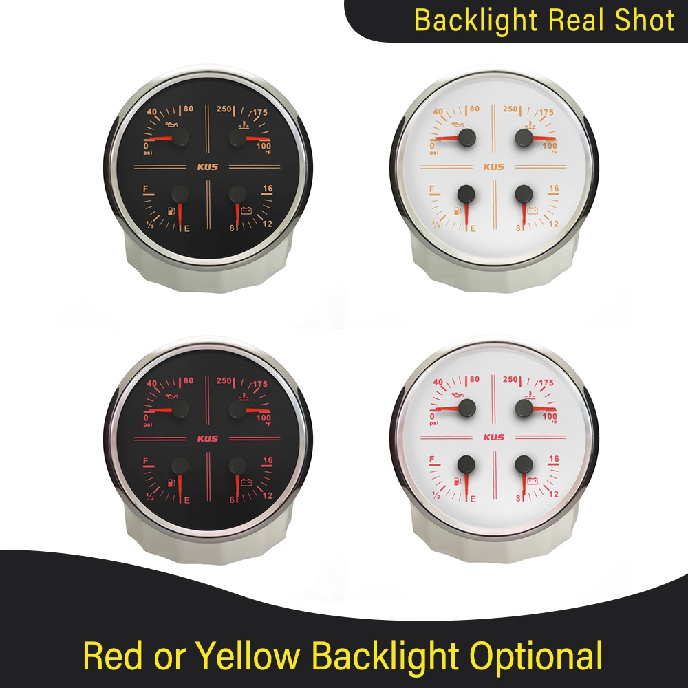 Kus 110mm 4 In 1 Multifunctional Gauge Oil Pressure 24033ohm Fuel