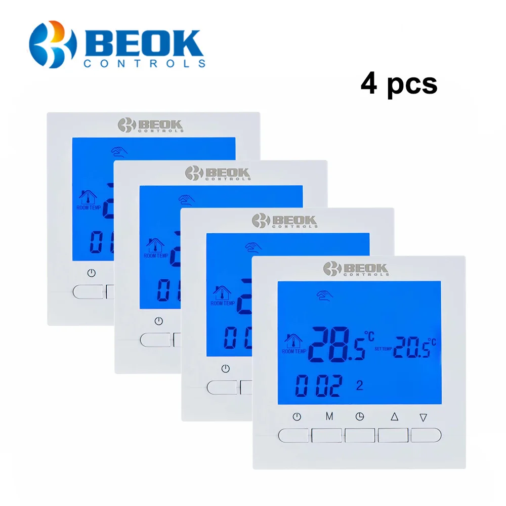 Beok 4 шт. программируемый газовый котел термостат терморегулятор ЖК-экран регулятор температуры Питание от батареи BOT-313W - Цвет: Blue
