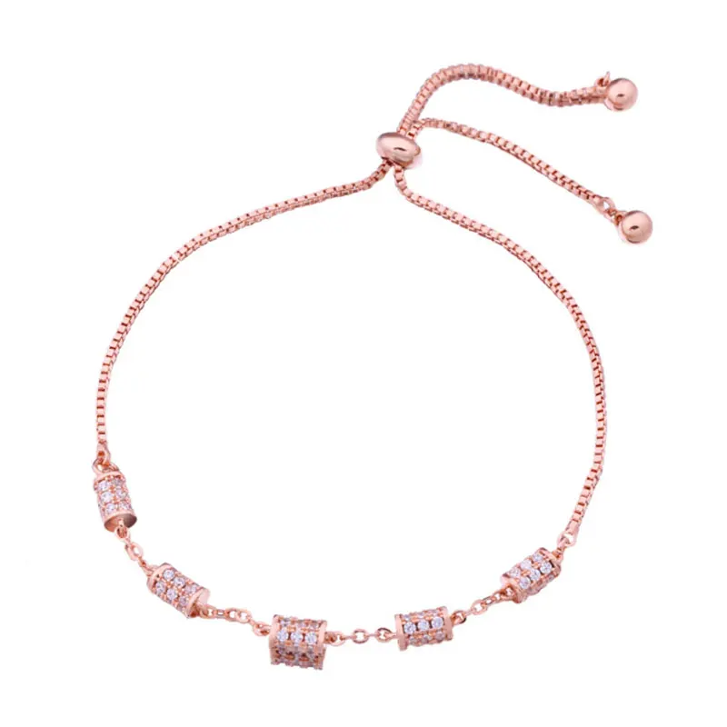 Женские Кристальные регулируемые браслеты для женщин AAA кубический цирконий Розовое золото Цвет Браслет Свадебные украшения подарок на день Святого Валентина