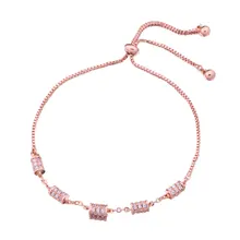 Женские Кристальные регулируемые браслеты для женщин AAA кубический цирконий Розовое золото Цвет Браслет Свадебные украшения подарок на день Святого Валентина