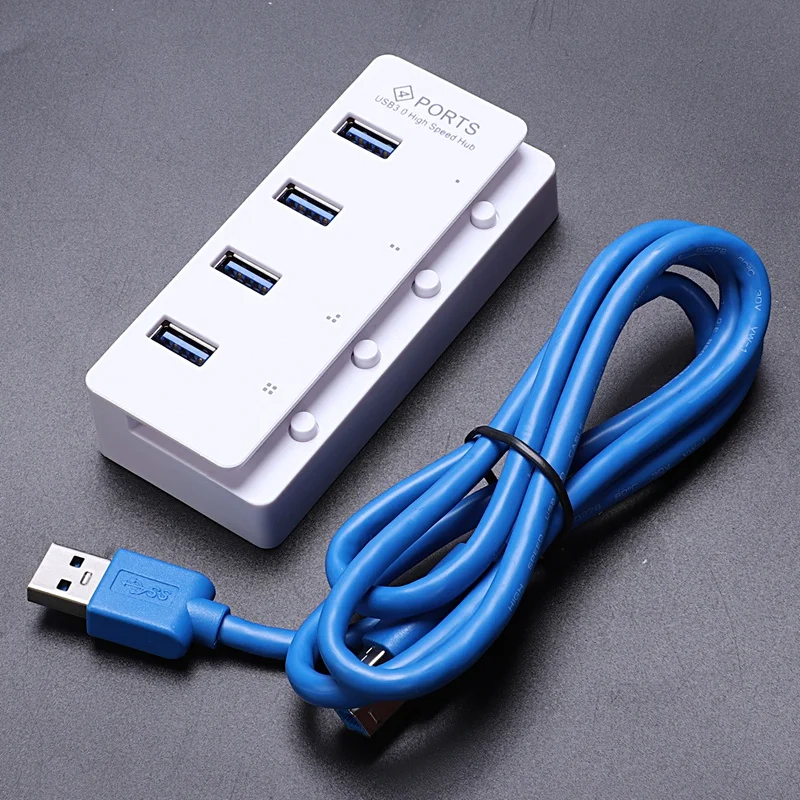 Usb 3,0 концентратор 4 порта скорость 5 Гбит/с адаптер питания для ПК ноутбука с переключателем ВКЛ/ВЫКЛ