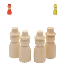 65 мм 10 шт. деревянный человек носить шляпу колышки для кукол Неокрашенные Фигурки DIY ремесла поставки детские игрушки Рождественский Декор для дома