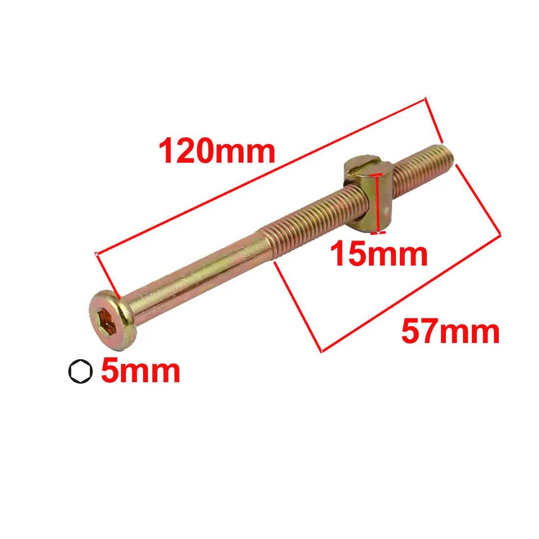Uxcell M8x120mm 57 мм с длинной резьбой шестигранный ключ-привод розетка мебельный болт w баррель гайка 5 комплект