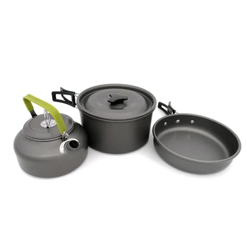 

Ultra-light Aluminum Alloy Camping Cookware Utensils Outdoor Cooking Teapot Picnic Tableware Kettle Pot Frying Pan 3pcs/Set