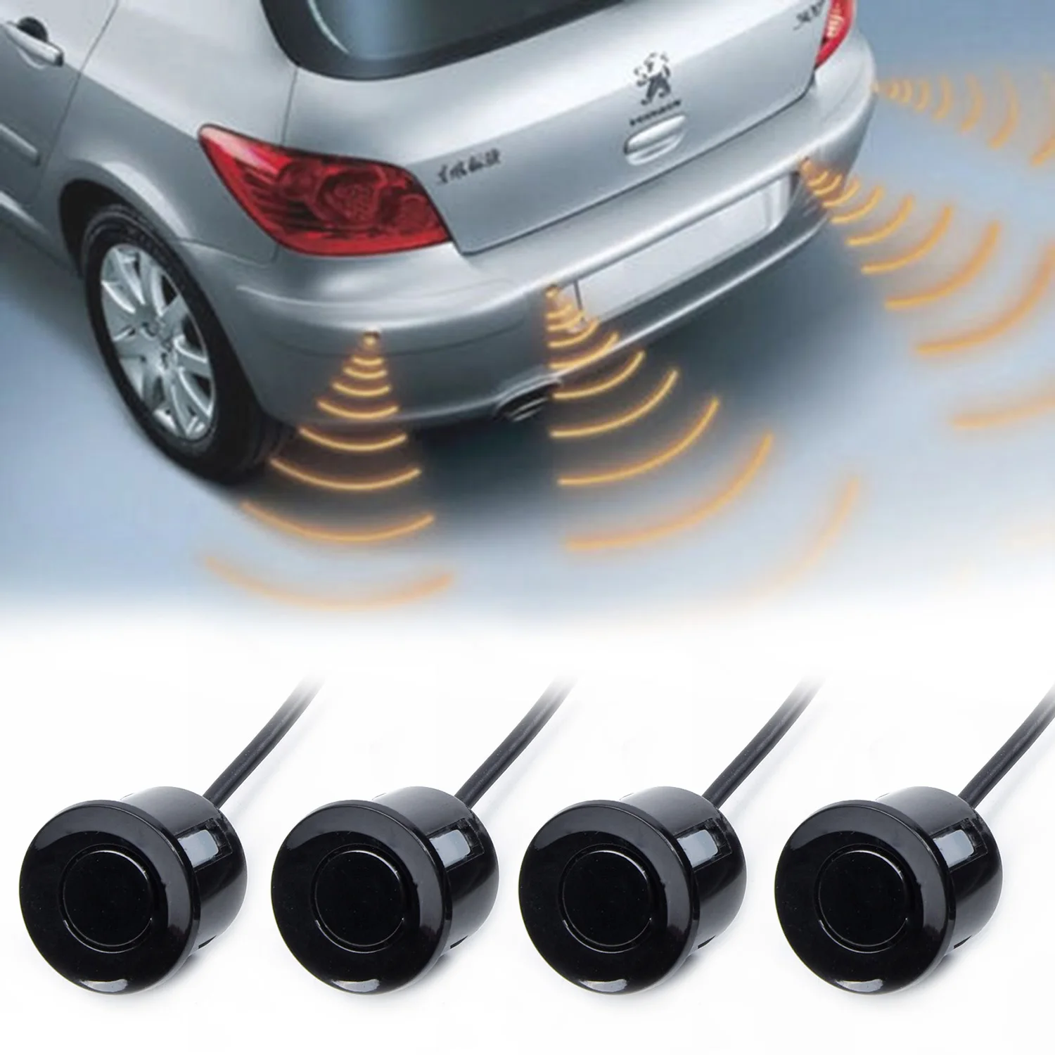 

Universal vehicle Car Parking Aid 4 Sensors For rear retrofit parking aid reversing warning audio PDC loudspeaker alarm signal