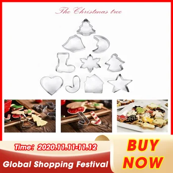 

Cookie Cutters 10pcs Cookie Mold Christmas Set Metal Stamp Biscuit Fondant Cookie Mould Baking Cake Decor Tools Cookie Tools