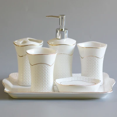 Набор аксессуаров для ванной комнаты керамический набор из 5 предметов | Дом и сад