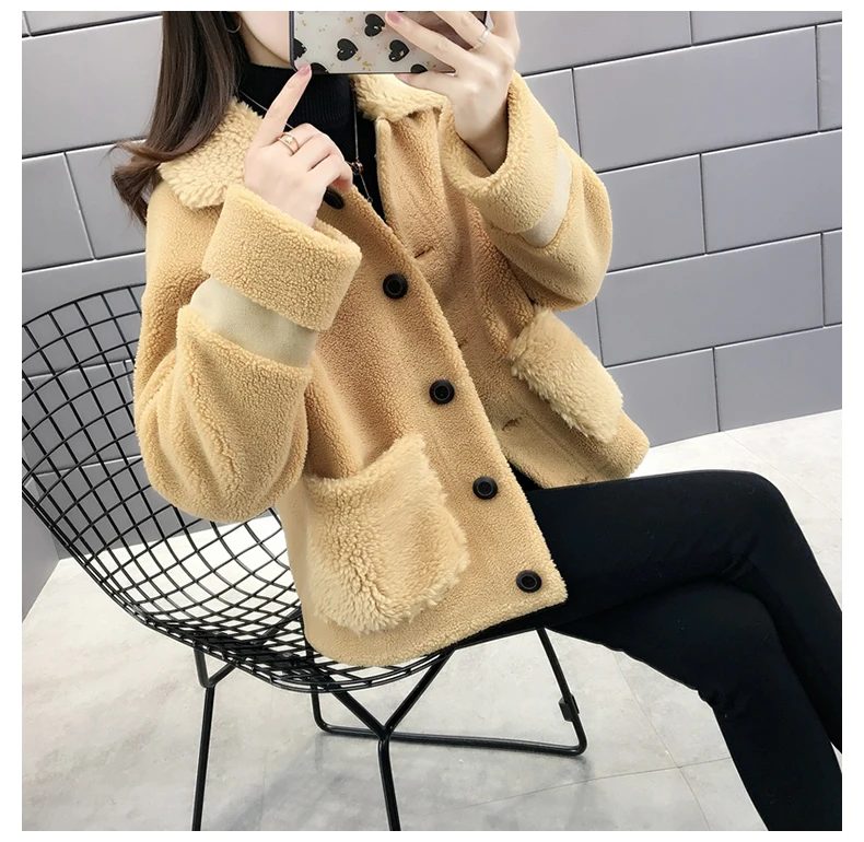 women's clothing winter outerwear coats new Dongkuan Dongdaemun lamb fur coat 1023