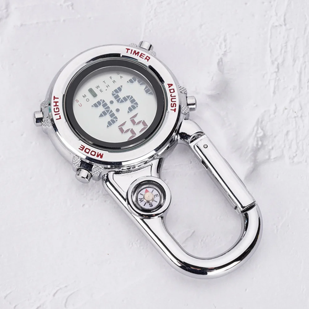 Clip-On Carabiner Pocket Watch Nurse Watch Multi-function Compass Bottle Opener for Doctors Chefs Luminous Outdoor Sport Clock