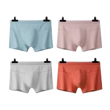2Pcs Men's Pure Cotton Boxer Underwear Homme Boxer Middle Waist Breathable Antibacterial Pants Cotton Underpants Simple style