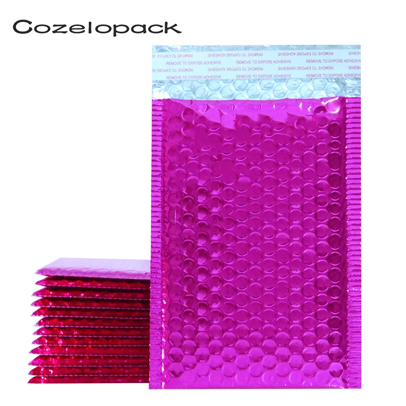 50PCS Metallic Bubble Mailers Pink Foil Bubble Bags Aluminized Postal Bags Wedding bags Gift Packaging Padded Shipping Envelopes 50pcs lots pe colors printing express bags thank you clothing shipping bags waterproof poly mailer postal mail bags