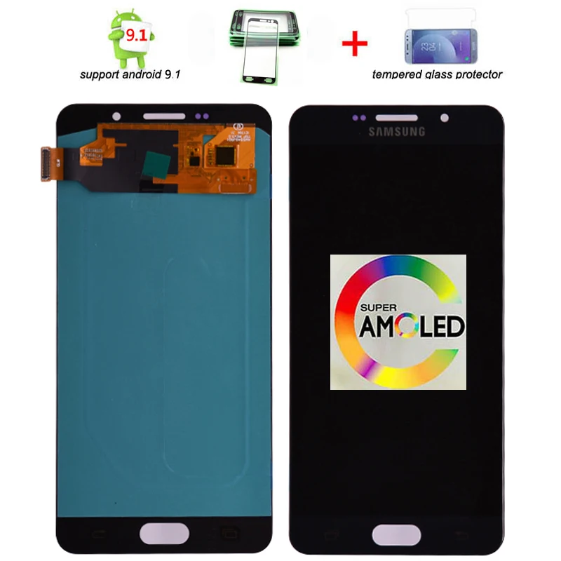 Дешево Оригинальный Super Amoled ЖК дисплей для Samsung Galaxy A7 2016 A710 A710F A710M A710Y A7100 ЖК дисплей Дисплей кодирующий преобразователь сенсорного экрана в сборе