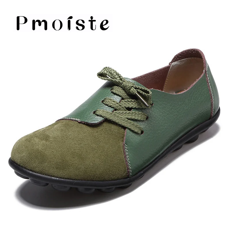 Женская обувь на плоской подошве обувь из натуральной замши в мозаичном стиле красивые женские водонепроницаемые Мокасины размеры 5,5-12, обувь для отдыха черного и белого цвета, 8 цветов - Цвет: Green
