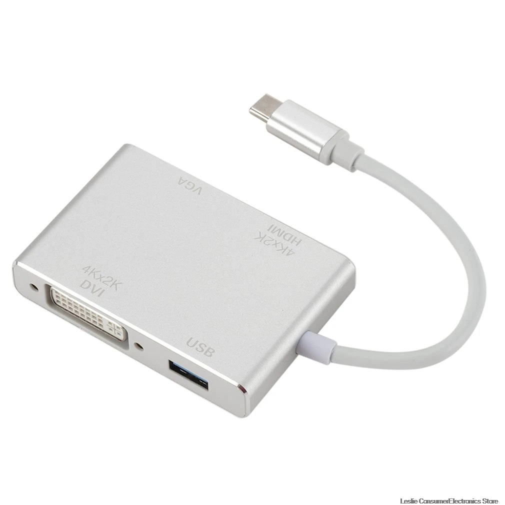 4 в 1 многофункциональный конвертер тип-c к HDMI VGA DVI USB3.0 видео конвертер адаптер «Папа-мама» дропшиппинг