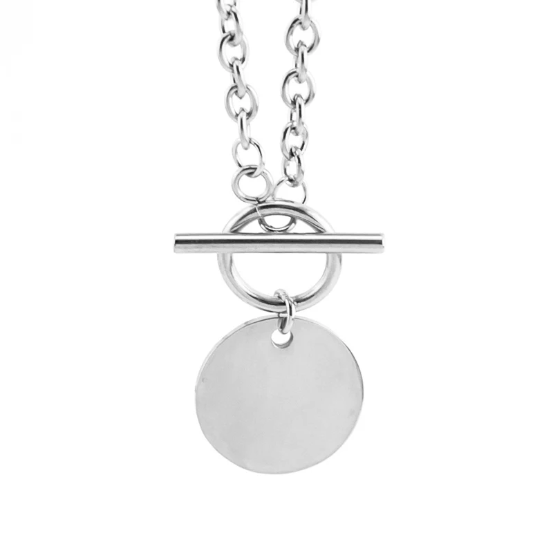 20mmRound-silver S. steel монета карта замок сердце WO мужской чокер святое длинное мужское ожерелье золотого цвета тумблер ожерелье де мода колье Boho подарок - Окраска металла: 20mmRound-silver