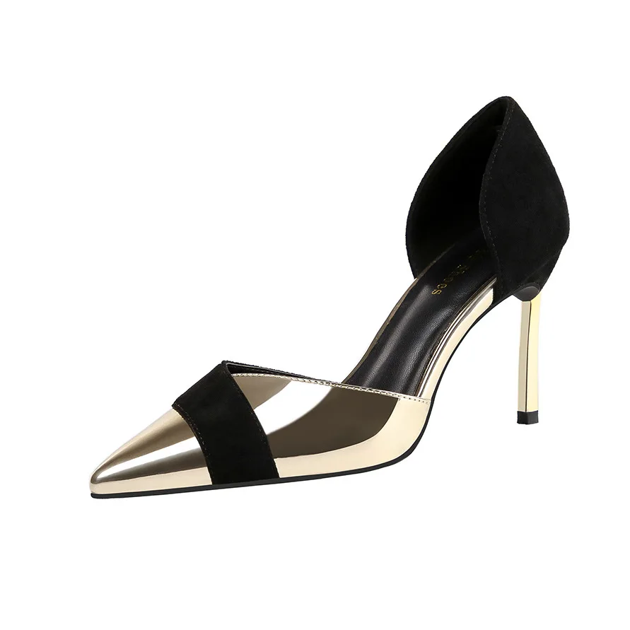 ELVIRAS г. Модная пикантная обувь женские туфли с острым носком женские туфли-лодочки на высоком каблуке с вырезами Вечерние туфли для ночного клуба, размер 34-40 - Цвет: Gold