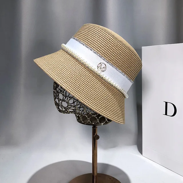 Sun Hats For Women Fashion Pearl Straw 