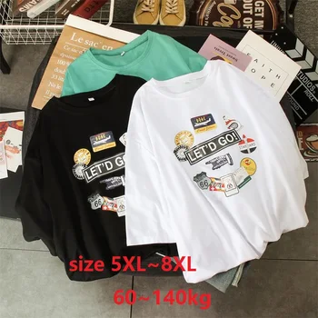 

women Plus Size 5XL 6XL 7XL 8XL Casual Loose Cotton T shirt Cartoon Print Top T-Shirt Daily tee shirt femme Tops